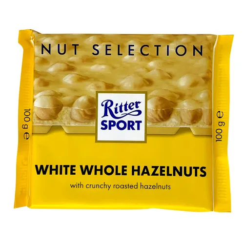 Baltā šok. ar veseliem lazdu r. 100g, Ritter Sport