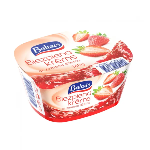 Biezpiena krēms ar zemeņu džemu 160g, Baltais