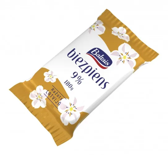 Biezpiens pilnpiena 9% 180g, Baltais