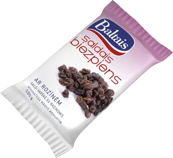 Biezpiens saldais ar rozīnēm 180g, Baltais