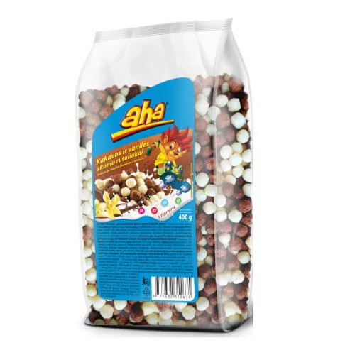 Brokastu pārslas, kakao un vaniļas bumbiņu kokt. 400g, Aha