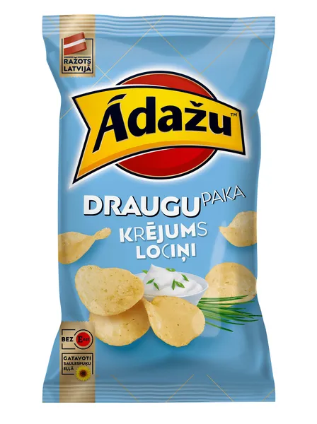 Čipsi ar krējuma un lociņu garšu Draugu paka 180g, Ādažu