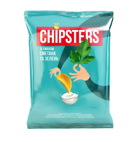 Čipsi kartupeļu krējums+zaļ. 60g, Chipsters