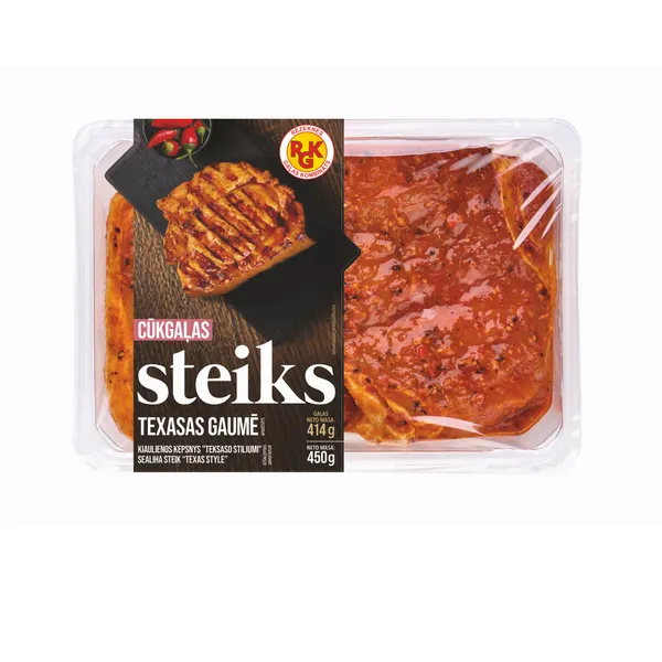 Cūkgaļas steiks Texasas gaumē, atdzesēts /kārbā/ 450g, RGK