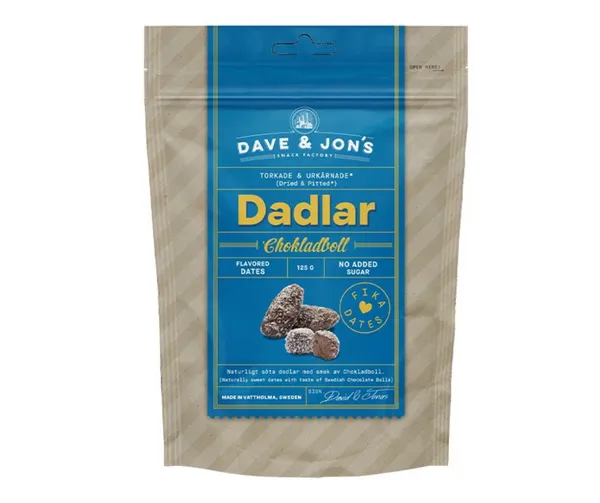 Dateles Chokolate balls 125g, Dave  and  Jon's