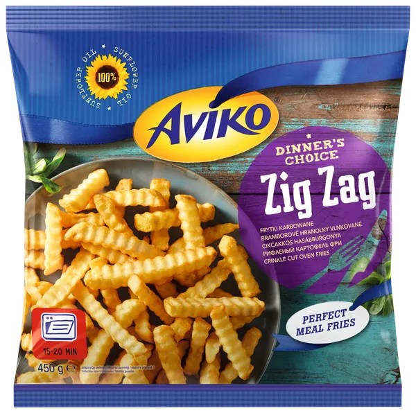 Frī kartupeļi saldēti Zig Zag 450g, Aviko