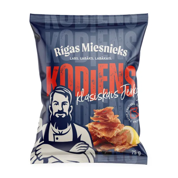 Gaļas uzkodas Kodiens klasiskais cūkgaļas Jerky 75g , RM