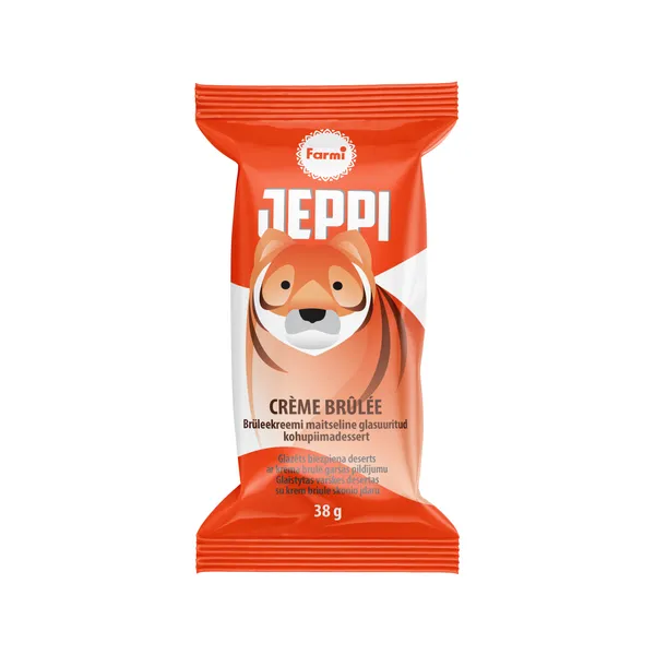 Glazēts biezpiena deserts ar krēma brulē garšas pild. 38g, Jeppi