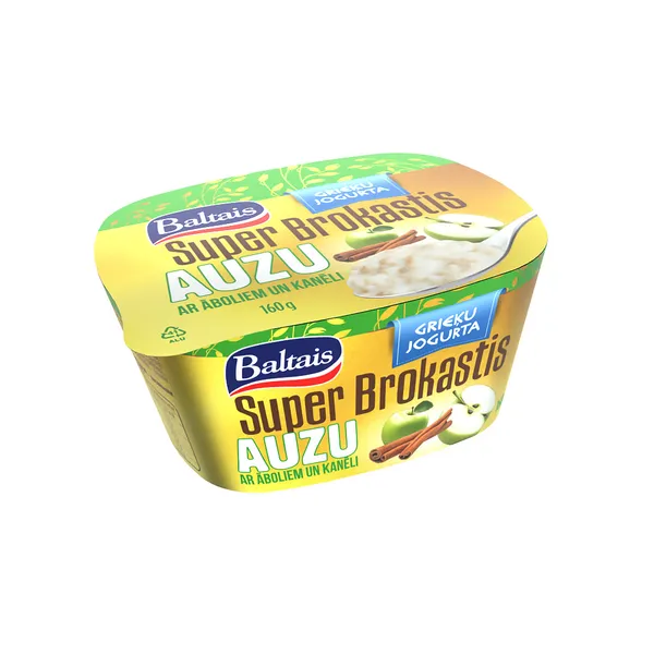 Grieķu jogurta Super Brokastis ar auzām, āboliem un kanēli 160g, Baltais