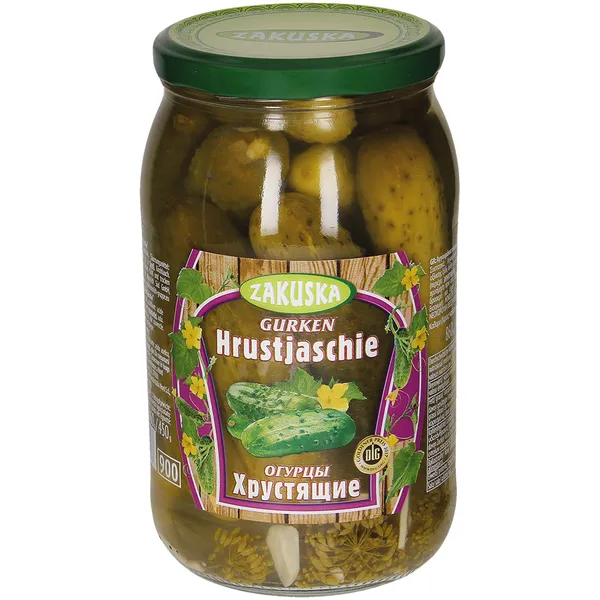 Gurķi marinēti kraukšķīgie Zakuska 900ml