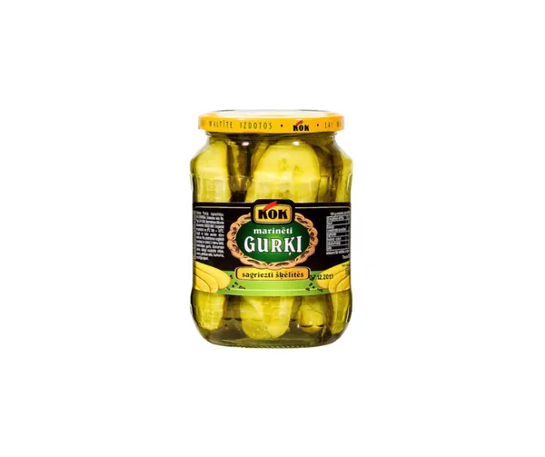 Gurķi marinēti, sagr. šķēlītēs 680g (360g), KOK