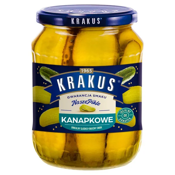 Gurķi uzkodām saldsk. marin. 670g (250g), Krakus