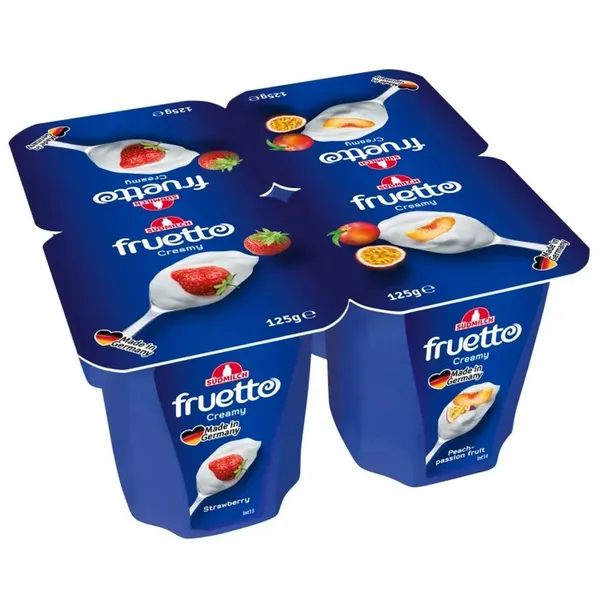 Jogurta deserts Fruetto persiku - marakujas, zemeņu 4.7% 125g