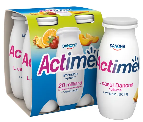 Jogurta dzēriens Actimel multiaugļu 4x100g, Danone