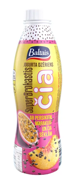 Jogurta dzēriens Super Brokastis ar persikiem, marakuju un Čia sēklām 700g, Baltais
