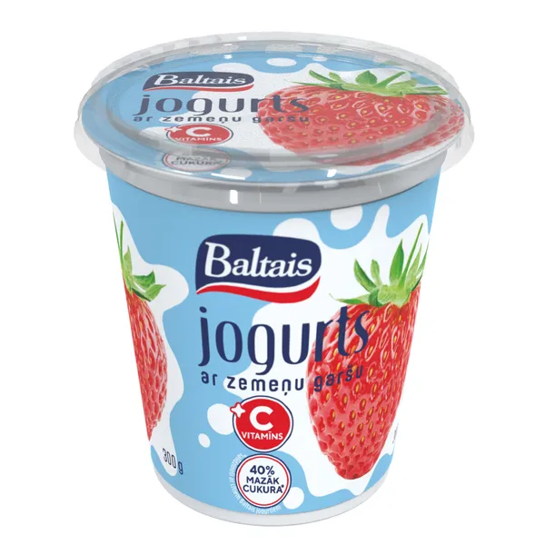 Jogurts ar zemeņu garšu un C vitamīnu 300g, Baltais