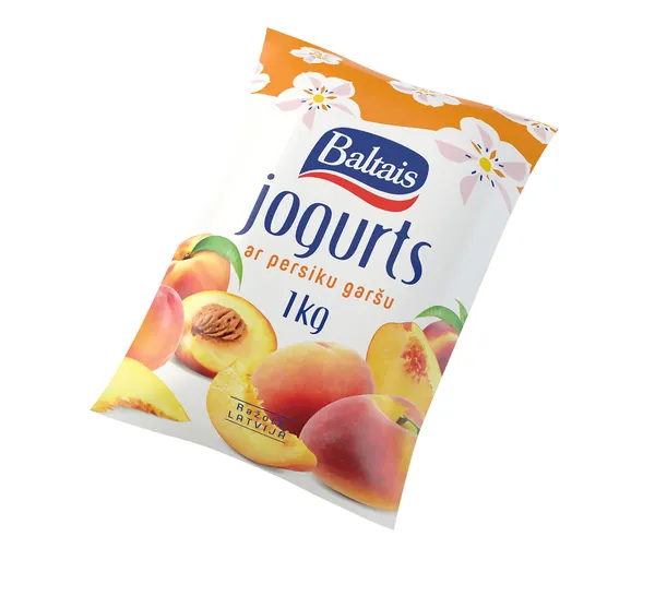 Jogurts persiku poli-paka 1kg, Baltais
