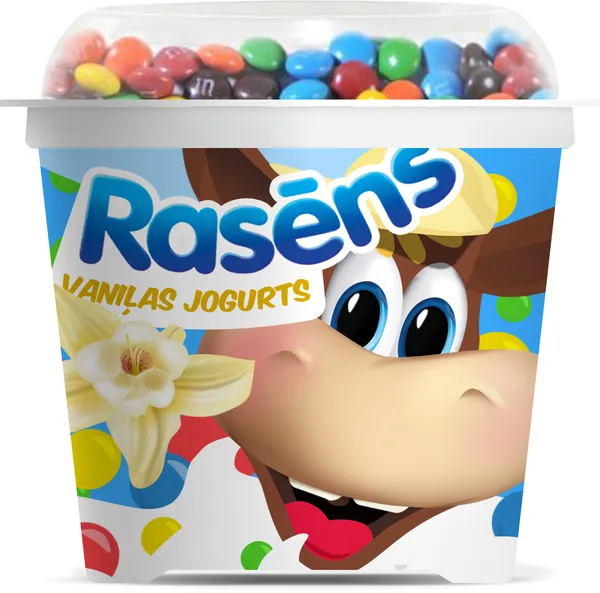 Jogurts vaniļas ar piena šokolādes konfektēm 110g, Rasēns