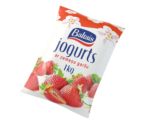 Jogurts zemeņu poli-paka 1kg, Baltais