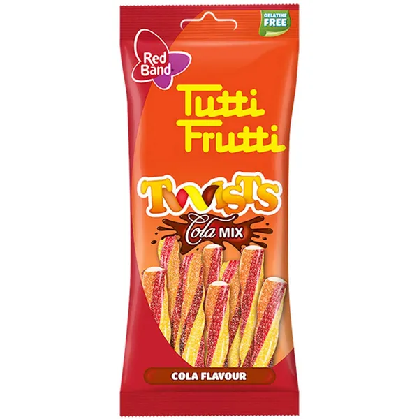 Košļ. konfektes Tutti Frutti Virpuļi ar kolas garšu 100g, Red Band