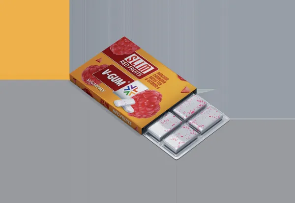 Košļājamā gumija Slim ar augļu garšu 17g, V-Gum