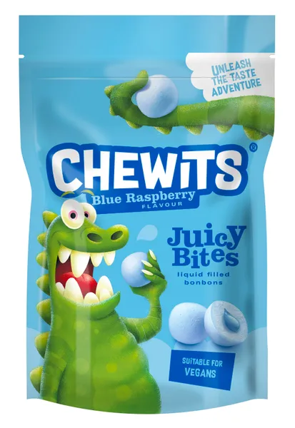 Košļājamās konfektes Juicy Bites ar kazeņu garšu 115g, Chewits