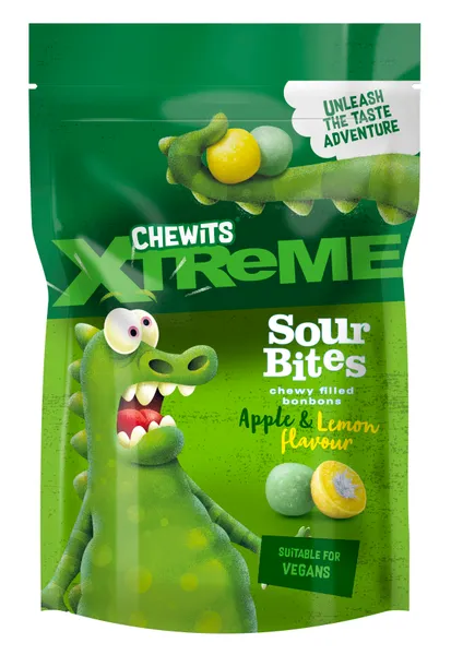 Košļājamas konfektes Juicy Bites ar skābu garšu 115g, Chewits