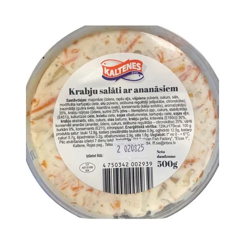 Krabju salāti ar ananasiem 500g, Kaltenes Zivis