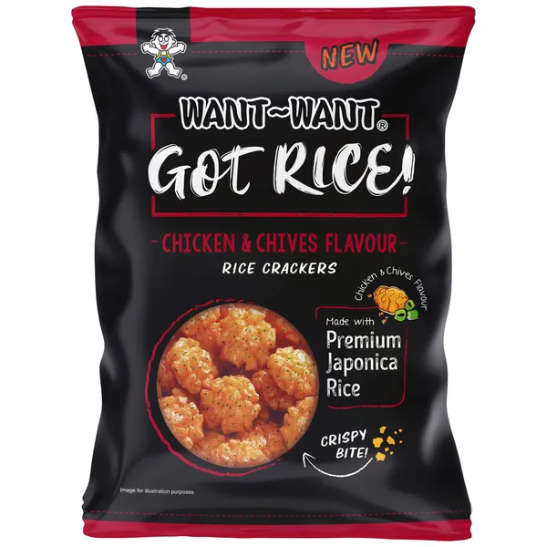 Krekeri rīsu ar Vvistas un lociņu garšu Got Rice! 85g, Want Want