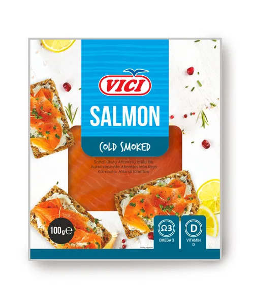 Lasis Atlantijas auksti kūpināts, šķēlītēs, vak. 100g, Viči