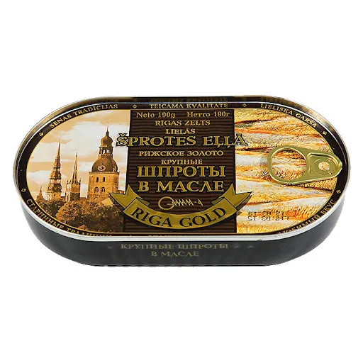 Lielās šprotes eļļā Rīgas Zelts 190g atsl.