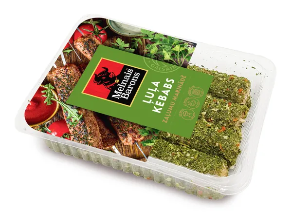 Ļuļa kebabs Melnais Barons zaļumu marinādē 400g, KGS