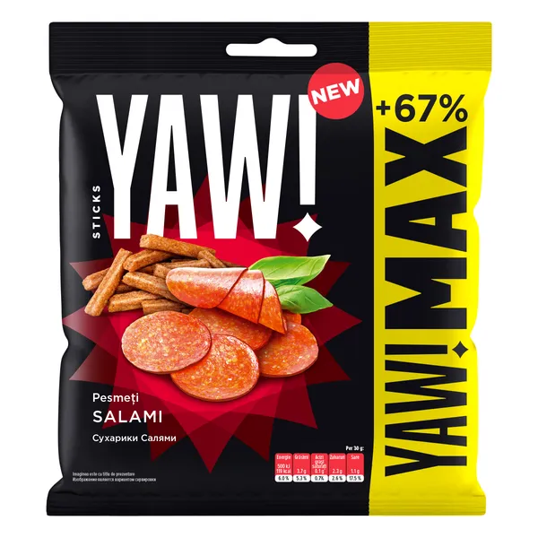 Maizes uzkoda Max Sticks ar salami g. 85g, YAW!