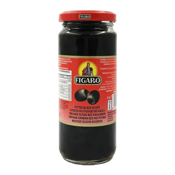 Melnās olīvas bez kauliņiem 340g (160g), Figaro