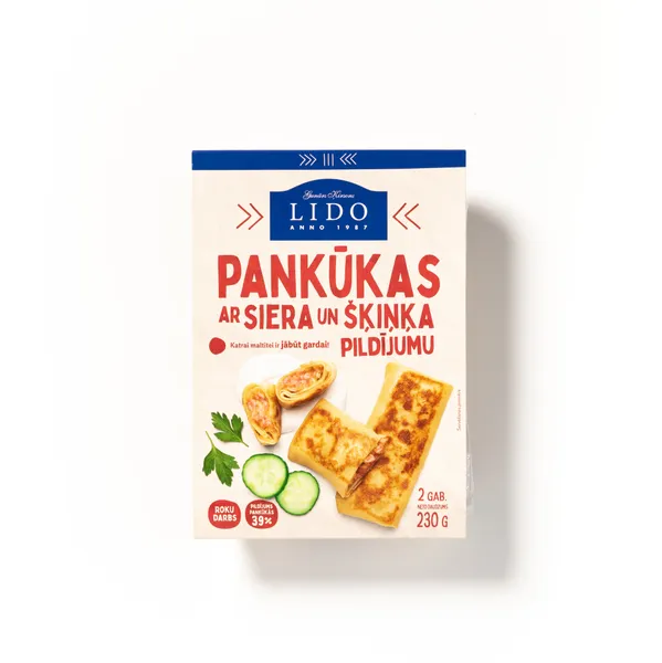 Pankūkas ar siera, šķiņķa pildījumu 2x115g, Lido