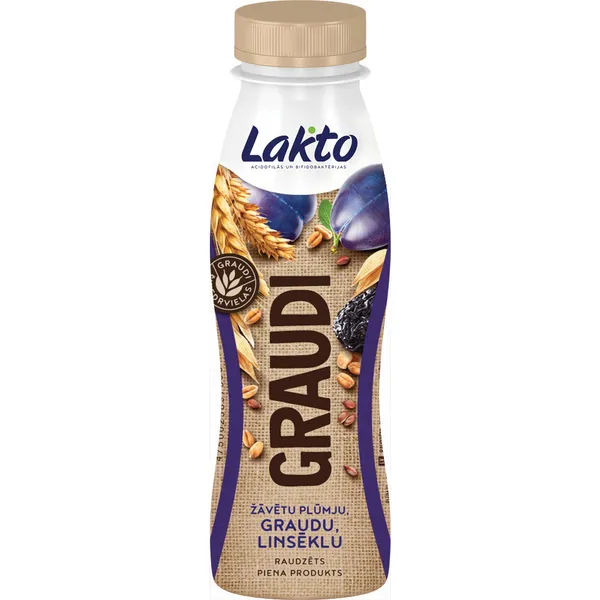 Raudz. piena prod. žāvēta plūme, graudi un linsēklas 270g, Lakto Graudi
