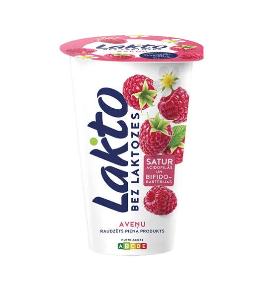 Raudzēts piena produkts, aveņu, bez laktozes, 200g, Lakto