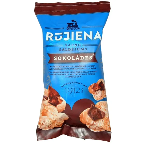 RŪJIENA Lukss Šokolādes saldējums (50x125ml/75g) vaf.gl.