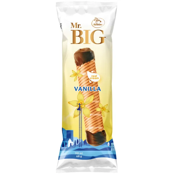 Saldējums krējuma ar vaniļas garšu vafeļu trubiņā Mr.Big 110ml/ 68g, Balbiino