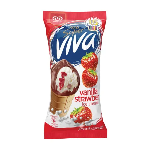 Saldējums krējuma Super Viva ar zemeņu ievār. 170ml/98g, Ingman