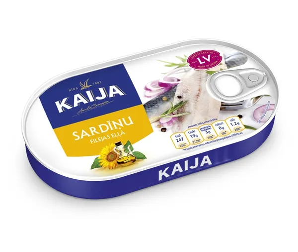 Sardīnes fileja eļļā 170g, Kaija