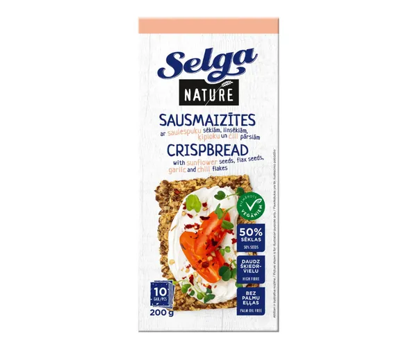 Sausmaizītes ar sēklām, čili un ķiploku pārslām 200g, Selga Nature