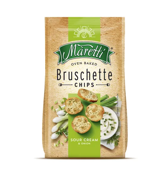 Sausmaizītes ar skāba krējuma un sīpolu garšu Bruschette 70g, Maretti