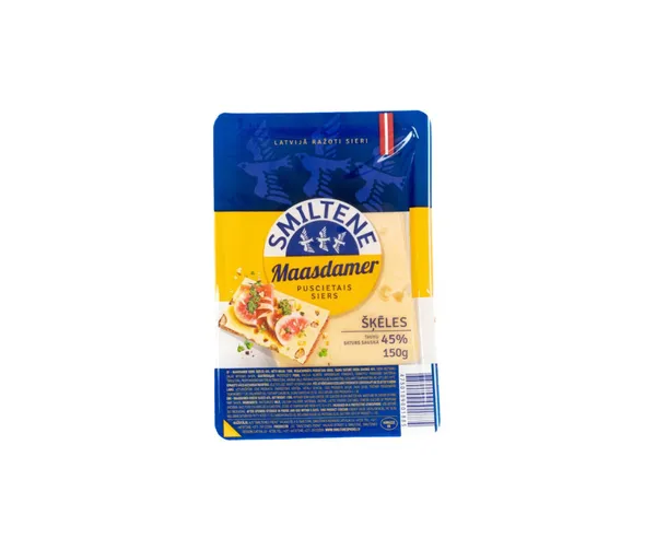 Siers Maasdamer 45% šķēlēs 150g, Smiltene