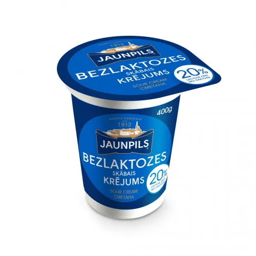 Skābais krējums bezlaktozes Zelta 20% 400g, Jaunpils