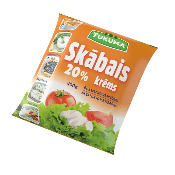 Skābais krēms 20% polipakā 400g, Tukuma Piens