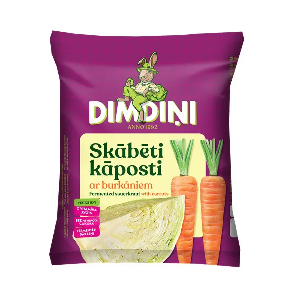 Skābēti kāposti ar burkāniem 550g, Dimdiņi