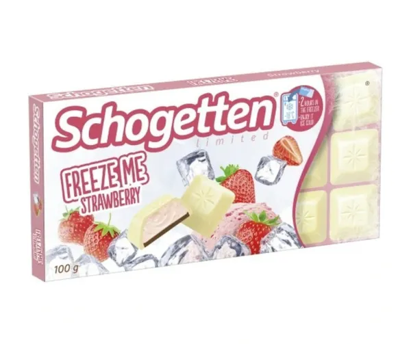 Šokolāde baltā zemeņu Freeze Me 100g, Schogetten