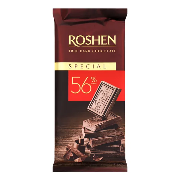 Šokolāde tumšā 56% kakao 85g, Roshen