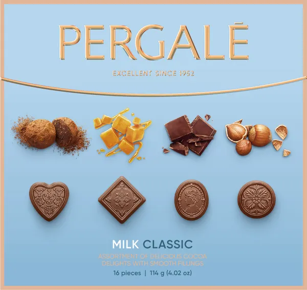 Šokolādes konfekšu izlase Classic ar piena šok. 114g, Pergale